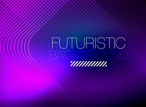 Neon color square shape lines abstract background. Shiny magic energy and motion Stock Illustration
