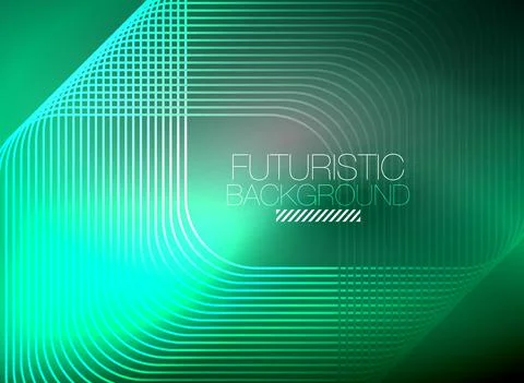 Neon color square shape lines abstract background. Shiny magic energy and motion Stock Illustration
