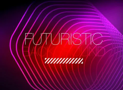 Neon color square shape lines abstract background. Shiny magic energy and motion Stock Illustration