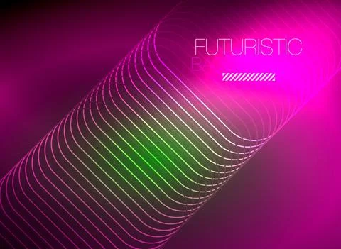 Neon color square shape lines abstract background. Shiny magic energy and motion Stock Illustration