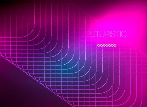 Neon color square shape lines abstract background. Shiny magic energy and motion Stock Illustration