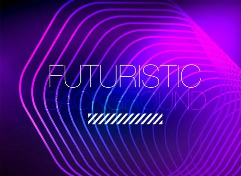 Neon color square shape lines abstract background. Shiny magic energy and motion Stock Illustration