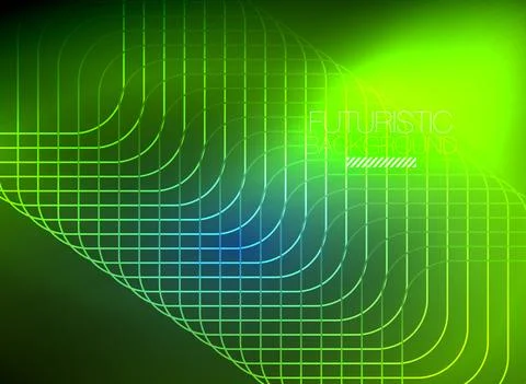 Neon color square shape lines abstract background. Shiny magic energy and motion Stock Illustration