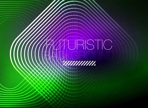 Neon color square shape lines abstract background. Shiny magic energy and motion Stock Illustration