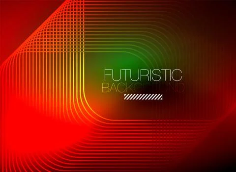 Neon color square shape lines abstract background. Shiny magic energy and motion Illustrazione stock