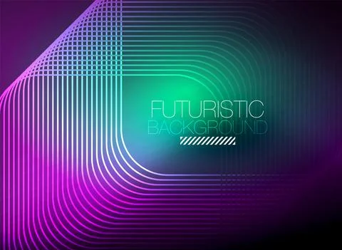 Neon color square shape lines abstract background. Shiny magic energy and motion Illustrazione stock
