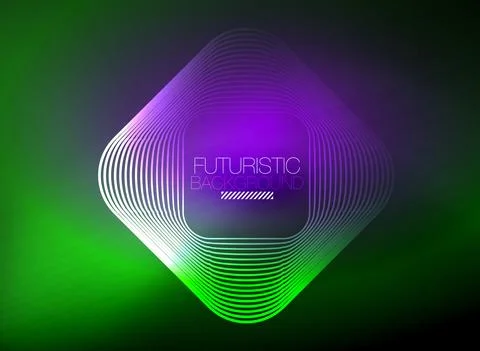 Neon color square shape lines abstract background. Shiny magic energy and motion Stock Illustration
