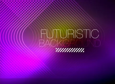 Neon color square shape lines abstract background. Shiny magic energy and motion Stock Illustration