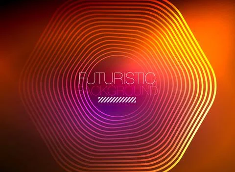 Neon color square shape lines abstract background. Shiny magic energy and motion Stock Illustration