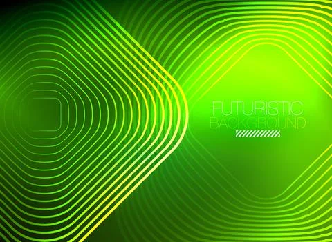 Neon color square shape lines abstract background. Shiny magic energy and motion Stock Illustration