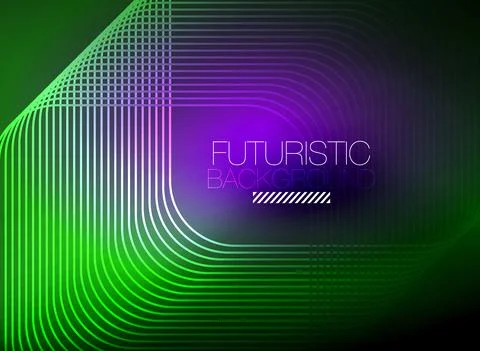 Neon color square shape lines abstract background. Shiny magic energy and motion Stock Illustration