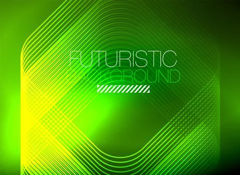 Neon color square shape lines abstract background. Shiny magic energy and motion Illustrazione stock