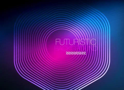 Neon color square shape lines abstract background. Shiny magic energy and motion Stock Illustration