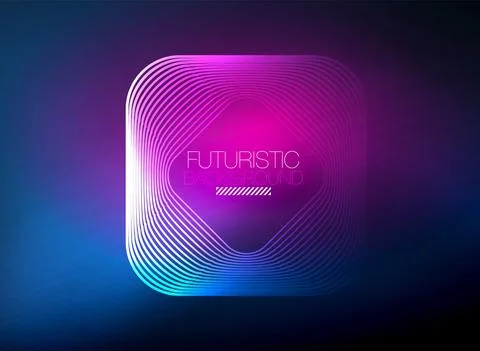 Neon color square shape lines abstract background. Shiny magic energy and motion Stock Illustration