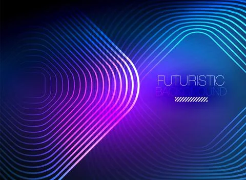 Neon color square shape lines abstract background. Shiny magic energy and motion Stock Illustration