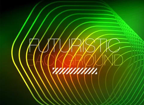 Neon color square shape lines abstract background. Shiny magic energy and motion Illustrazione stock