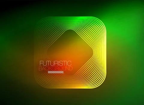 Neon color square shape lines abstract background. Shiny magic energy and motion Illustrazione stock