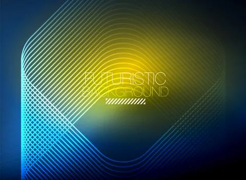 Neon color square shape lines abstract background. Shiny magic energy and motion Illustrazione stock