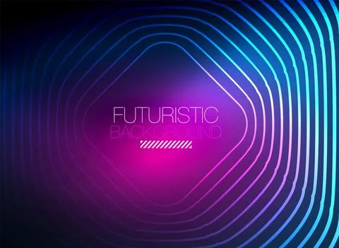 Neon color square shape lines abstract background. Shiny magic energy and motion Stock Illustration