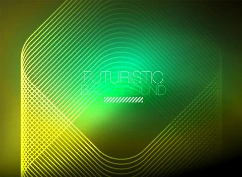 Neon color square shape lines abstract background. Shiny magic energy and motion Stock Illustration