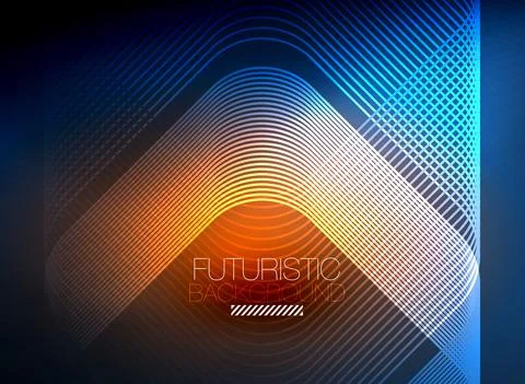Neon color square shape lines abstract background. Shiny magic energy and motion Stock Illustration