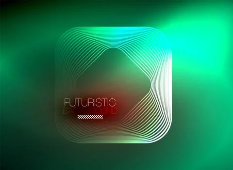 Neon color square shape lines abstract background. Shiny magic energy and motion Stock Illustration
