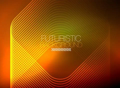 Neon color square shape lines abstract background. Shiny magic energy and motion Stock Illustration