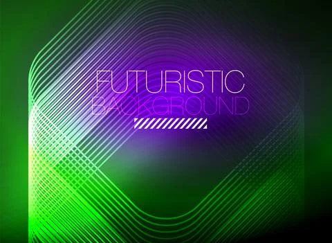 Neon color square shape lines abstract background. Shiny magic energy and motion Stock Illustration