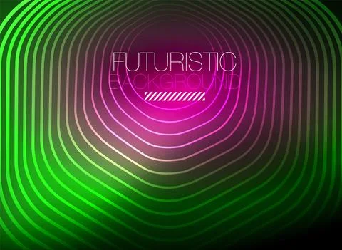 Neon color square shape lines abstract background. Shiny magic energy and motion Stock Illustration