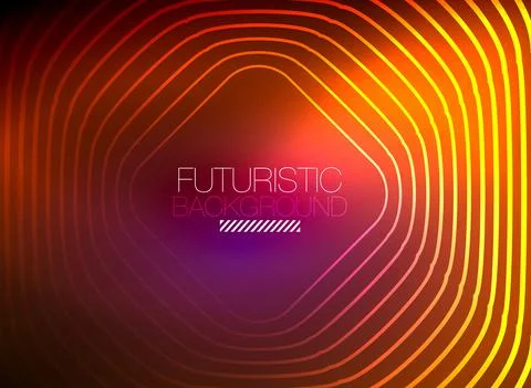 Neon color square shape lines abstract background. Shiny magic energy and motion Stock Illustration