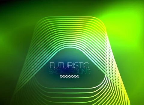 Neon color square shape lines abstract background. Shiny magic energy and motion Stock Illustration