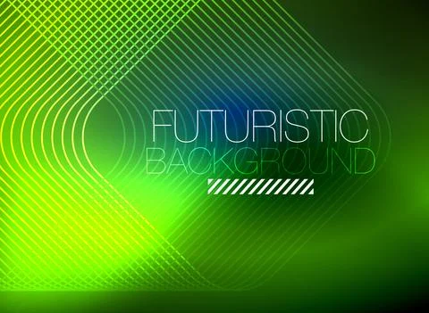 Neon color square shape lines abstract background. Shiny magic energy and motion Stock Illustration