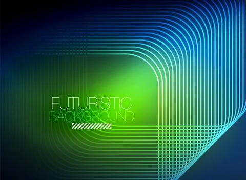 Neon color square shape lines abstract background. Shiny magic energy and motion Illustrazione stock
