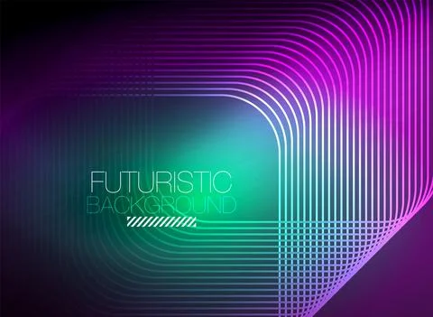 Neon color square shape lines abstract background. Shiny magic energy and motion Stock Illustration