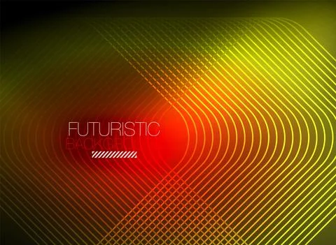 Neon color square shape lines abstract background. Shiny magic energy and motion Stock Illustration
