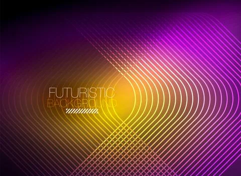 Neon color square shape lines abstract background. Shiny magic energy and motion Stock Illustration