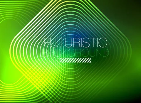 Neon color square shape lines abstract background. Shiny magic energy and motion Stock Illustration