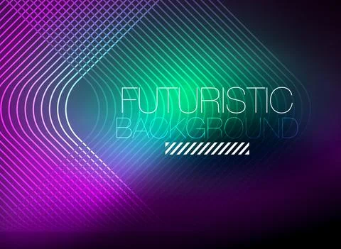 Neon color square shape lines abstract background. Shiny magic energy and motion Stock Illustration