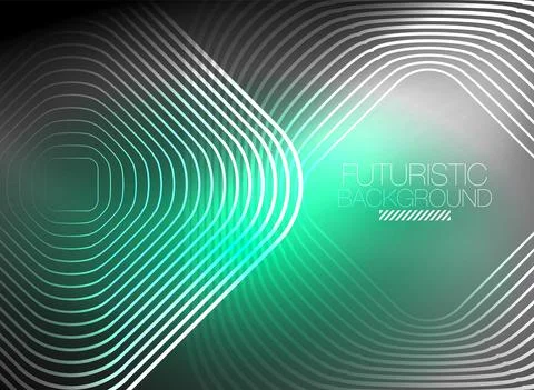 Neon color square shape lines abstract background. Shiny magic energy and motion Stock Illustration