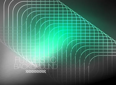 Neon color square shape lines abstract background. Shiny magic energy and motion Stock Illustration