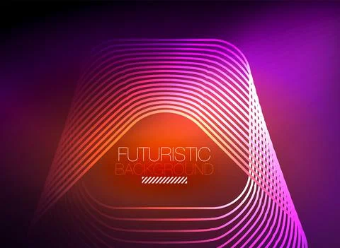 Neon color square shape lines abstract background. Shiny magic energy and motion Stock Illustration