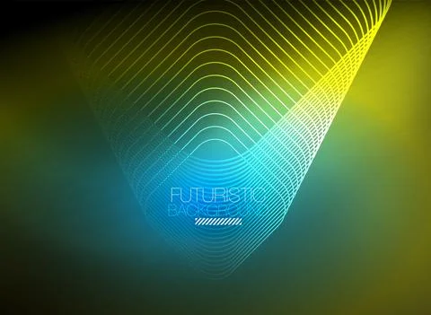 Neon color square shape lines abstract background. Shiny magic energy and motion Stock Illustration