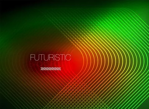 Neon color square shape lines abstract background. Shiny magic energy and motion Stock Illustration