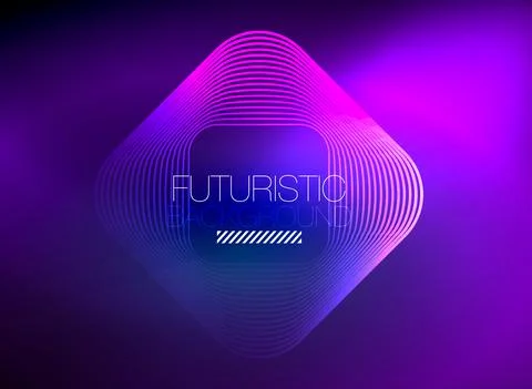 Neon color square shape lines abstract background. Shiny magic energy and motion Stock Illustration