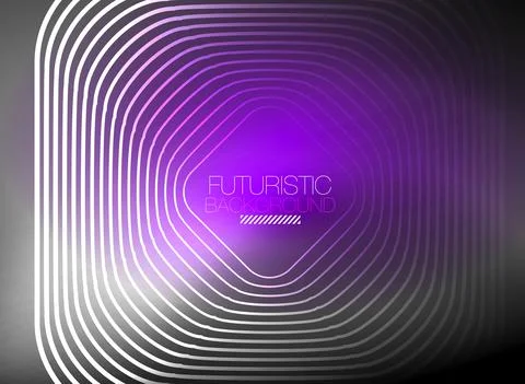 Neon color square shape lines abstract background. Shiny magic energy and motion Stock Illustration