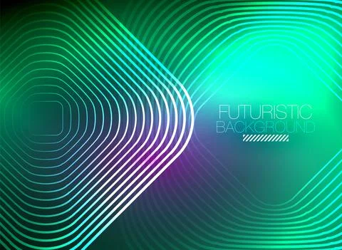 Neon color square shape lines abstract background. Shiny magic energy and motion Stock Illustration