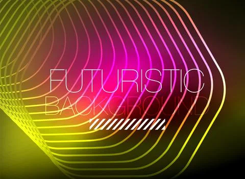 Neon color square shape lines abstract background. Shiny magic energy and motion Stock Illustration