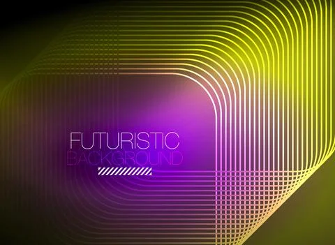 Neon color square shape lines abstract background. Shiny magic energy and motion Stock Illustration