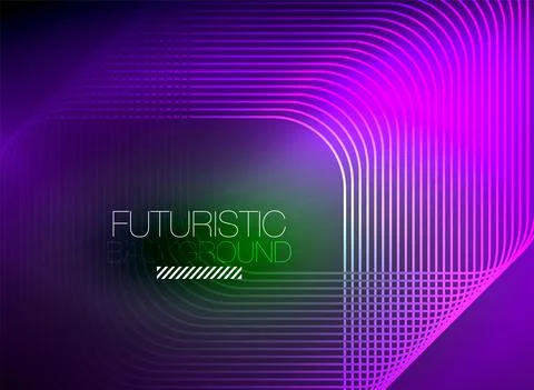 Neon color square shape lines abstract background. Shiny magic energy and motion Stock Illustration