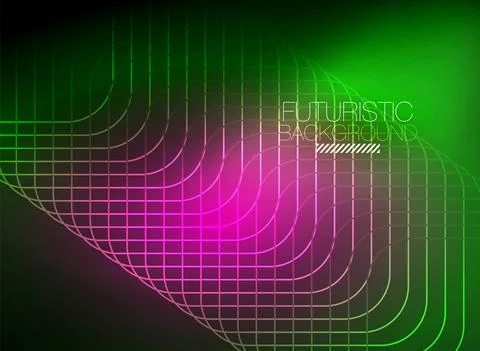 Neon color square shape lines abstract background. Shiny magic energy and motion Stock Illustration